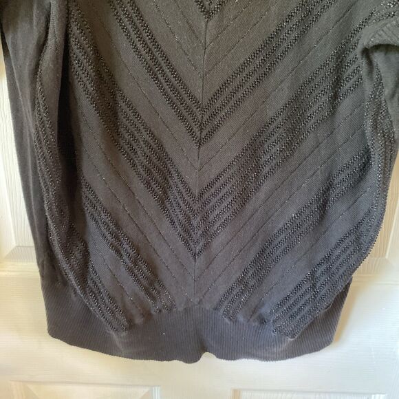 Lane Bryant Blouse Women’s Size 22/24 3/4 Sleeve V Neck Black Chevron Light - Picture 6 of 12